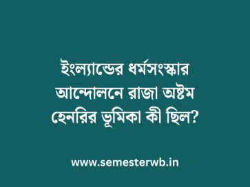 ইংল্যান্ডের ধর্মসংস্কার আন্দোলনে রাজা অষ্টম হেনরির ভূমিকা কী ছিল