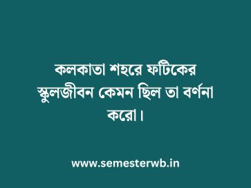 কলকাতা শহরে ফটিকের স্কুলজীবন কেমন ছিল তা বর্ণনা করো