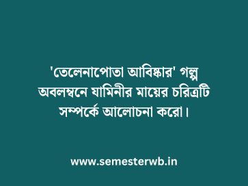 'তেলেনাপোতা আবিষ্কার' গল্প অবলম্বনে যামিনীর মায়ের চরিত্রটি সম্পর্কে আলোচনা করো