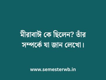 মীরাবাঈ কে ছিলেন? তাঁর সম্পর্কে যা জান লেখো