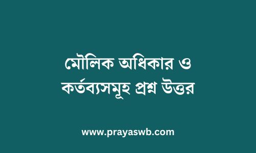মৌলিক অধিকার ও কর্তব্যসমূহ প্রশ্ন উত্তর